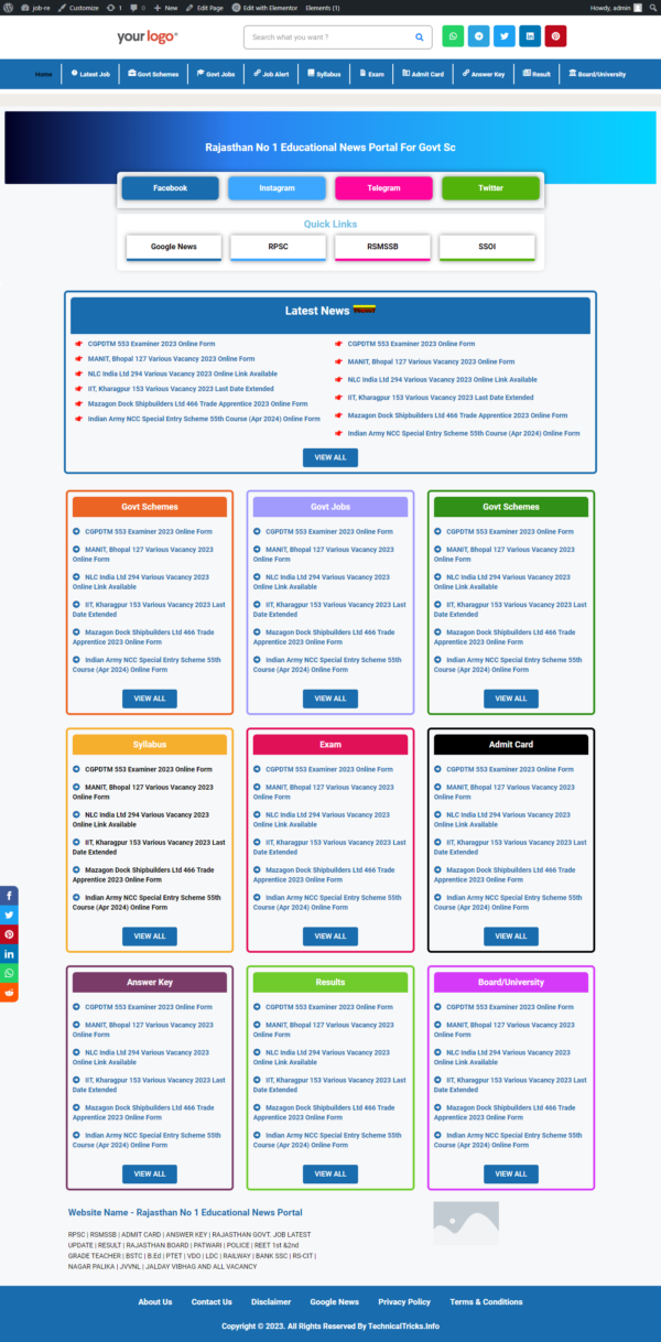 Job / Result Posting Website Better Than Sarkari Result With Better Look & Feel-New